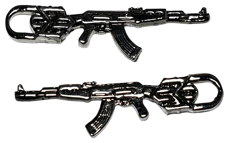 Tiradores de cremallera metálicos en forma de arma